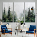 Abstract Forest Wall Art Canvas Print – Framed Green White