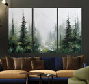 Abstract Forest Wall Art Canvas Print – Framed Green White