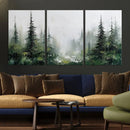 Abstract Forest Wall Art Canvas Print – Framed Green White