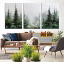 Abstract Forest Wall Art Canvas Print – Framed Green White