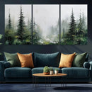 Abstract Forest Wall Art Canvas Print – Framed Green White