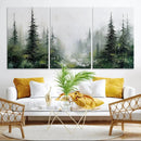 Abstract Forest Wall Art Canvas Print – Framed Green White