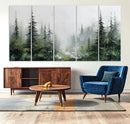 Abstract Forest Wall Art Canvas Print – Framed Green White