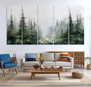 Abstract Forest Wall Art Canvas Print – Framed Green White