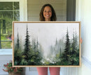 Abstract Forest Wall Art Canvas Print – Framed Green White
