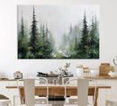 Abstract Forest Wall Art Canvas Print – Framed Green White