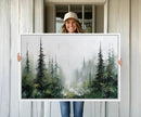 Abstract Forest Wall Art Canvas Print – Framed Green White