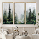Abstract Forest Wall Art Canvas Print – Framed Green White
