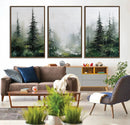 Abstract Forest Wall Art Canvas Print – Framed Green White