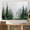 Abstract Forest Wall Art Canvas Print – Framed Green White
