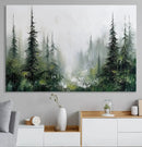 Abstract Forest Wall Art Canvas Print – Framed Green White