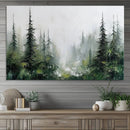 Abstract Forest Wall Art Canvas Print – Framed Green White