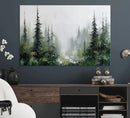 Abstract Forest Wall Art Canvas Print – Framed Green White