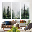 Abstract Forest Wall Art Canvas Print – Framed Green White