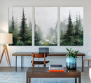 Abstract Forest Wall Art Canvas Print – Framed Green White