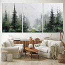 Abstract Forest Wall Art Canvas Print – Framed Green White