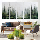 Abstract Forest Wall Art Canvas Print – Framed Green White