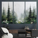Abstract Forest Wall Art Canvas Print – Framed Green White