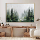 Abstract Forest Wall Art Canvas Print – Framed Green White