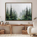 Abstract Forest Wall Art Canvas Print – Framed Green White