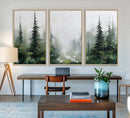 Abstract Forest Wall Art Canvas Print – Framed Green White