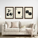 Black Beige Set of 3 Vintage Playing Cards by Wall Art Set