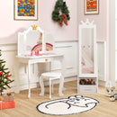 Free-Standing Full Length Kids Jewelry Armoire Cabinet with Storage Capacity-White