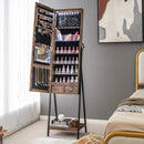 LED Standing Jewelry Mirror Cabinet with 3-Color Lighted Full-Length Mirror by LJGDeals