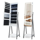 LED Standing Jewelry Mirror Cabinet with 3-Color Lighted Full-Length Mirror by LJGDeals