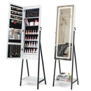LED Standing Jewelry Mirror Cabinet with 3-Color Lighted Full-Length Mirror