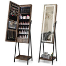 LED Standing Jewelry Mirror Cabinet with 3-Color Lighted Full-Length Mirror by LJGDeals