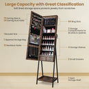 LED Standing Jewelry Mirror Cabinet with 3-Color Lighted Full-Length Mirror
