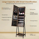 LED Standing Jewelry Mirror Cabinet with 3-Color Lighted Full-Length Mirror by LJGDeals