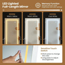 LED Standing Jewelry Mirror Cabinet with 3-Color Lighted Full-Length Mirror by LJGDeals