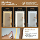 LED Standing Jewelry Mirror Cabinet with 3-Color Lighted Full-Length Mirror by LJGDeals