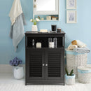 Wood Freestanding Bathroom Storage Cabinet with Double Shutter Door-Black
