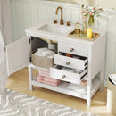 Freestanding Bathroom Vanity Unit with Basin Floor Storage Cabinet-White by LJGDeals