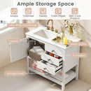 Freestanding Bathroom Vanity Unit with Basin Floor Storage Cabinet-White by LJGDeals