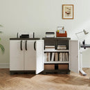 Freestanding Buffet Cabinet Sideboard with 2 Doors and Adjustable Shelves for Kitchen and Garage by LJGDeals