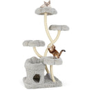Freestanding Cat Tower with four Flower-shaped Platforms and Sisal Scratching Posts by LJGDeals