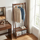 Freestanding Clothes Rack with 3 Hooks and 2 Shelves-Walnut by LJGDeals