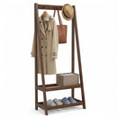 Freestanding Clothes Rack with 3 Hooks and 2 Shelves-Walnut by LJGDeals