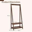 Freestanding Clothes Rack with 3 Hooks and 2 Shelves-Walnut by LJGDeals