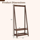 Freestanding Clothes Rack with 3 Hooks and 2 Shelves-Walnut by LJGDeals