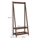 Freestanding Clothes Rack with 3 Hooks and 2 Shelves-Walnut by LJGDeals