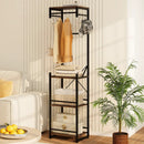 Freestanding Coat Rack with 4 Storage Shelves and 6 Hooks-Rustic Brown by LJGDeals