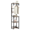 Freestanding Coat Rack with 4 Storage Shelves and 6 Hooks-Rustic Brown by LJGDeals