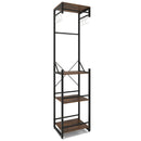 Freestanding Coat Rack with 4 Storage Shelves and 6 Hooks-Rustic Brown by LJGDeals