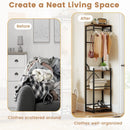 Freestanding Coat Rack with 4 Storage Shelves and 6 Hooks-Rustic Brown by LJGDeals