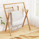 Freestanding Foldable Teak Wood Towel Rack with 3 Hanging Crossbars by LJGDeals